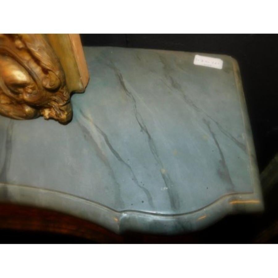 Inlay Fireplace mantel in Inlaid Gray, Black and Yellow Marble, carved Shell, Italy For Sale