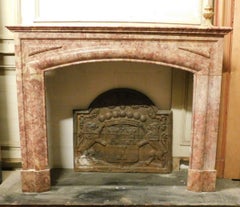 Fireplace Mantel in Red Marble, carved Linear, Italy