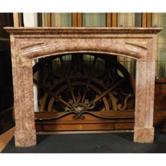 Fireplace Mantel in Red Marble, carved Linear, Italy