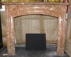 Fireplace Mantel in Red Marble, carved Linear, Italy