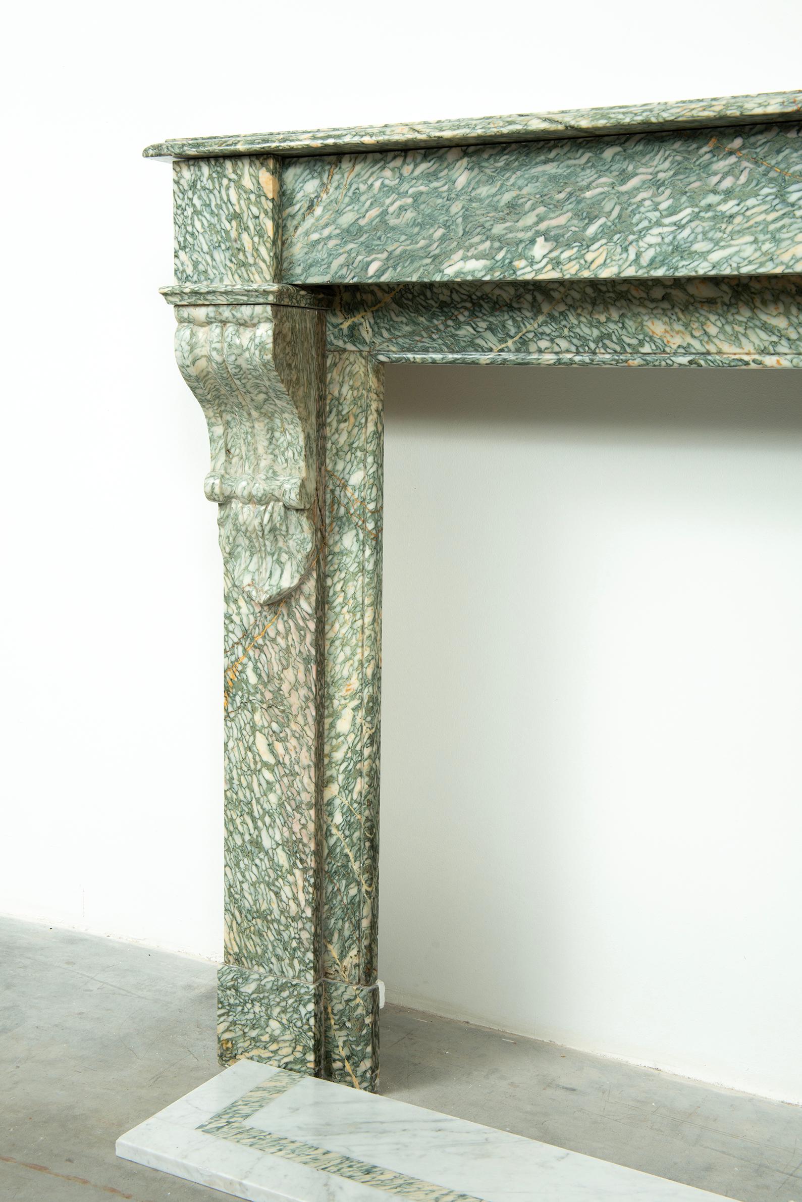 Fireplace Mantel in Vert D'estours Marble For Sale 7