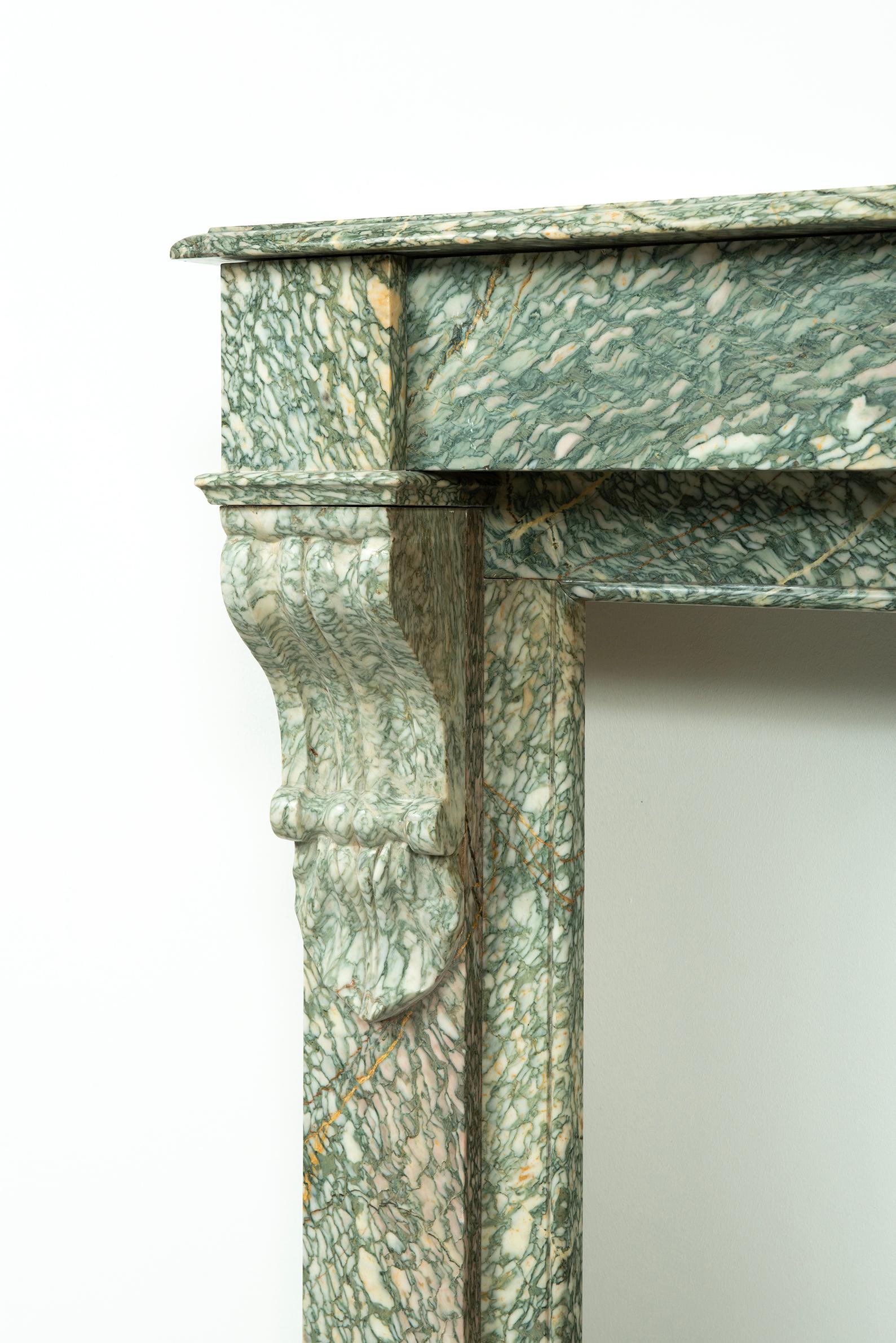 Fireplace Mantel in Vert D'estours Marble For Sale 8