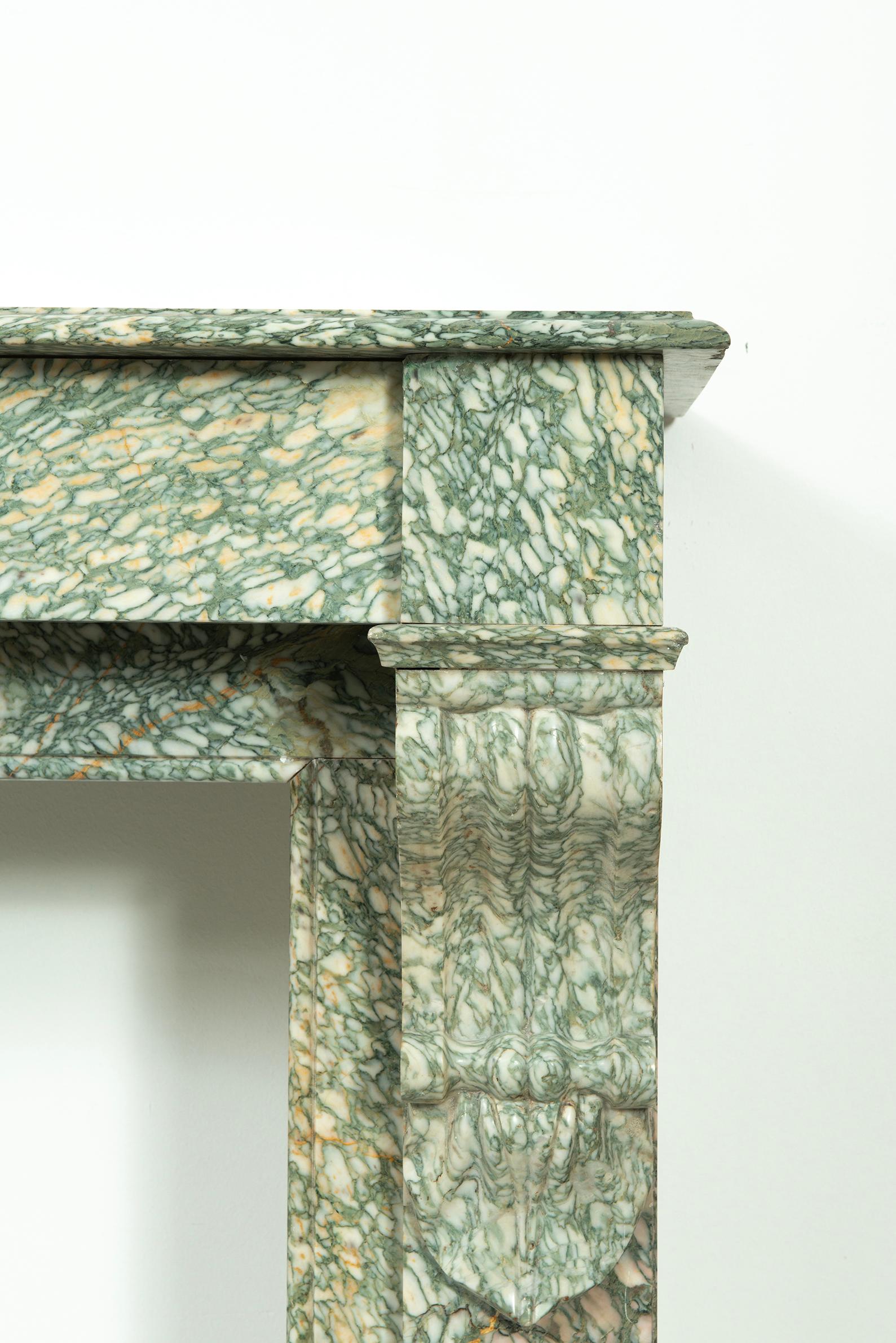 Fireplace Mantel in Vert D'estours Marble For Sale 9