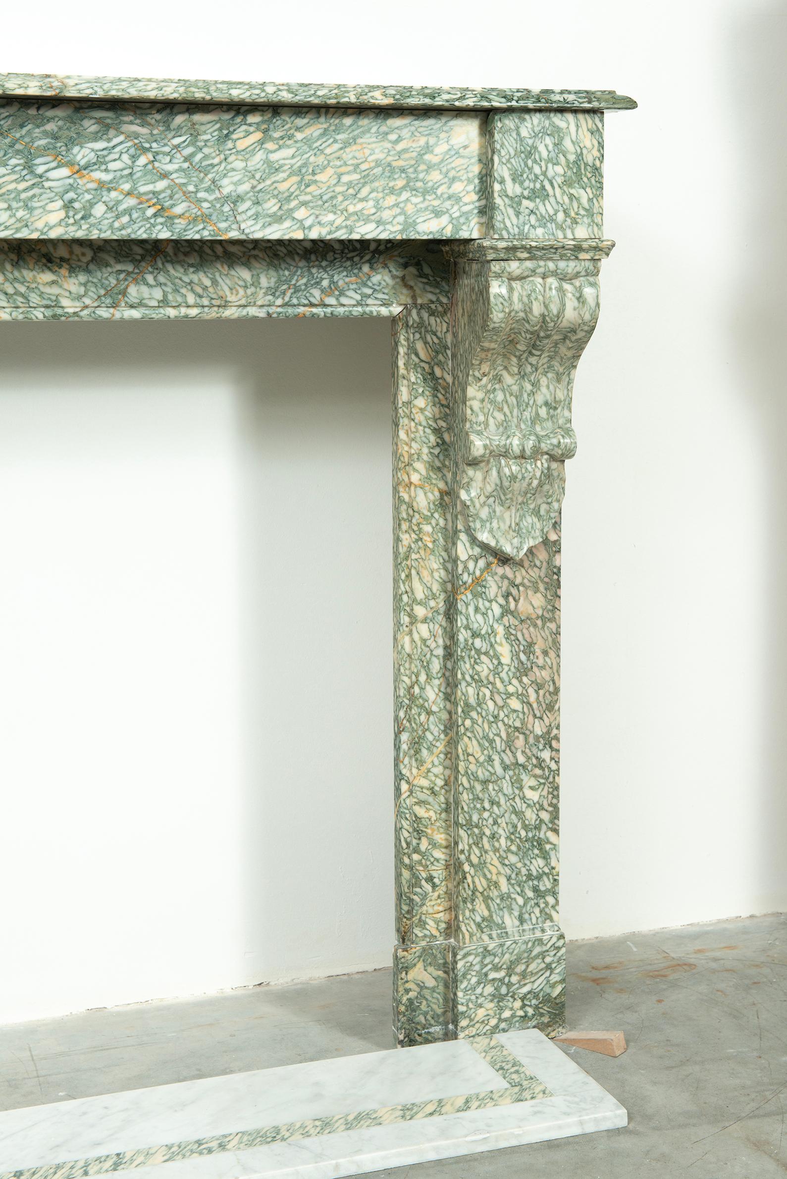 Fireplace Mantel in Vert D'estours Marble For Sale 12
