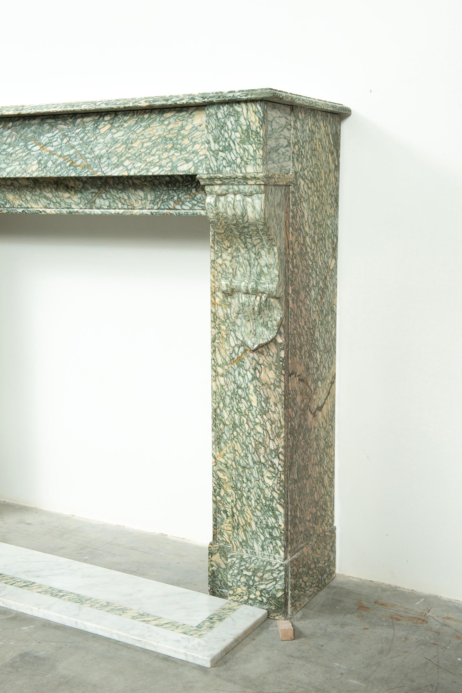 Fireplace Mantel in Vert D'estours Marble For Sale 13
