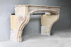 Fireplace mantel of French limestone  Louis XIV style  19th century