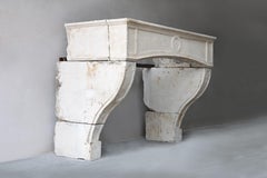 Fireplace mantel of French limestone, Louis XVI, 19th century