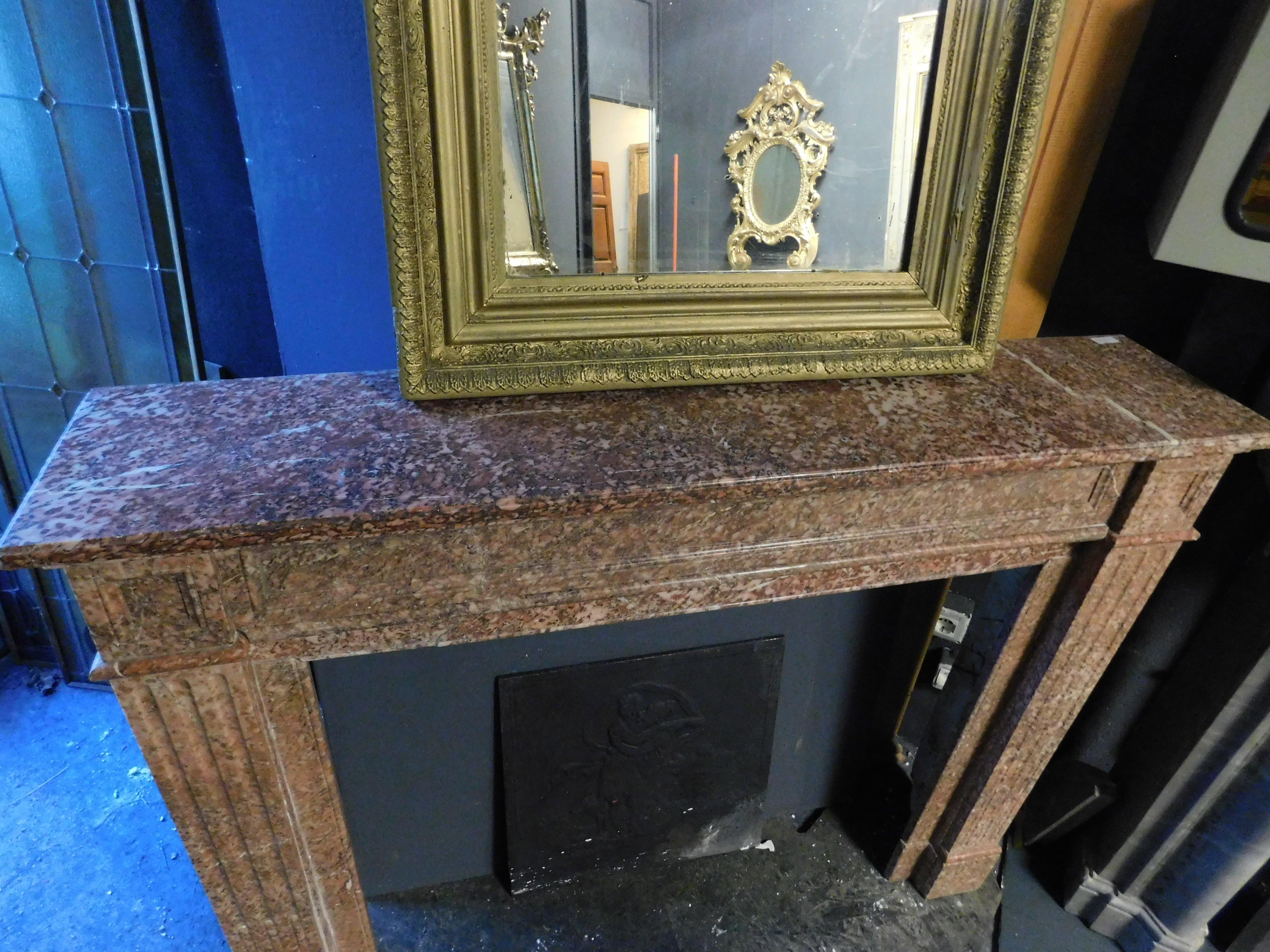 19th Century Fireplace mantle carved in red 