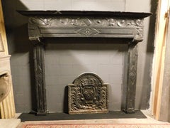 Fireplace mantle carved in slate stone, from Genoa (Italy)