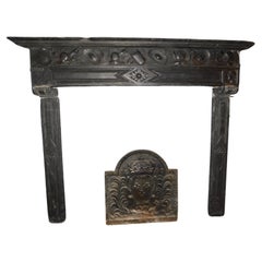 Fireplace mantle carved in slate stone, from Genoa (Italy)
