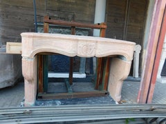 Fireplace mantle in cement carved with shell, Italy