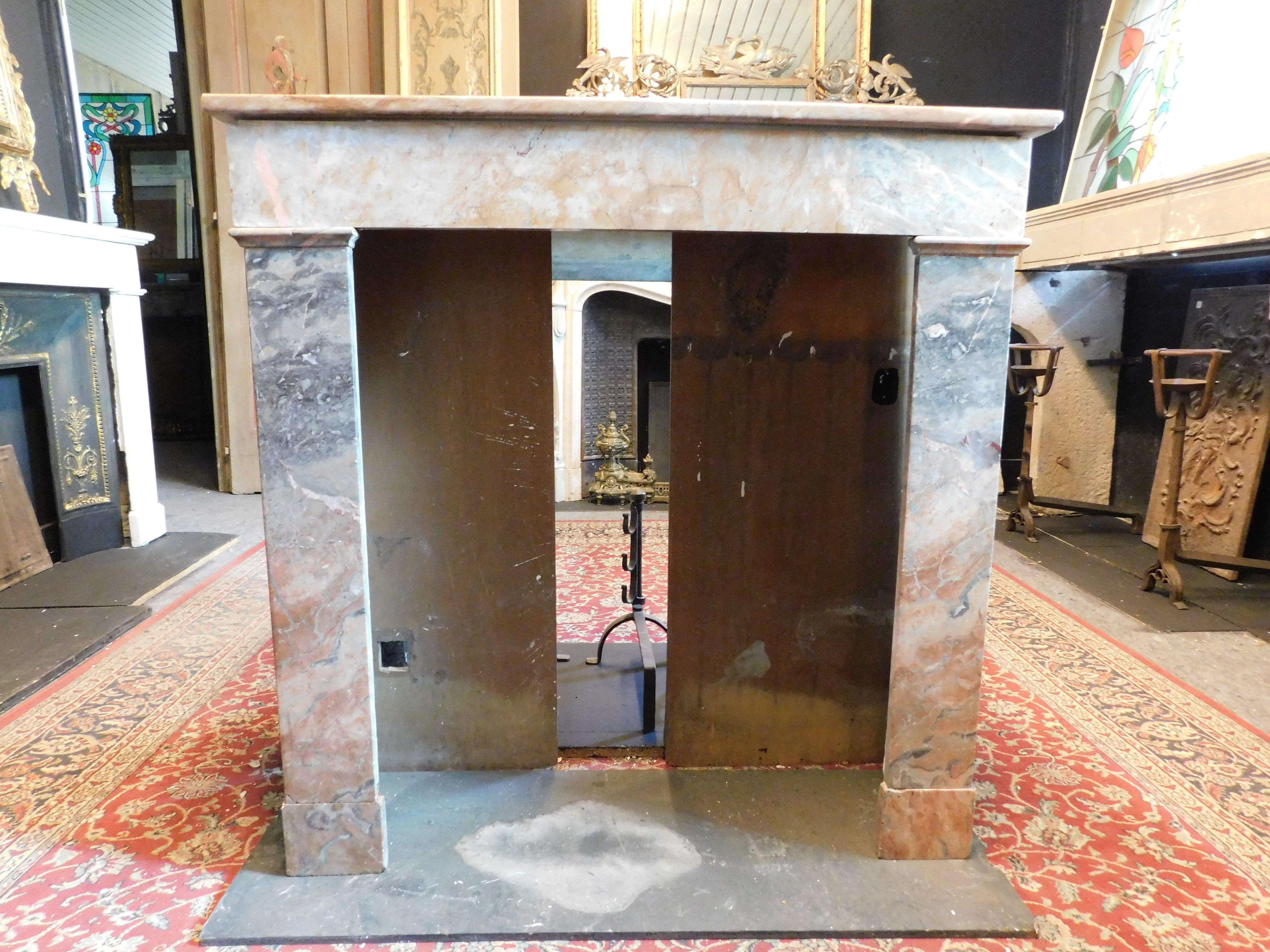 Italian Fireplace mantle in gray and pink marble 