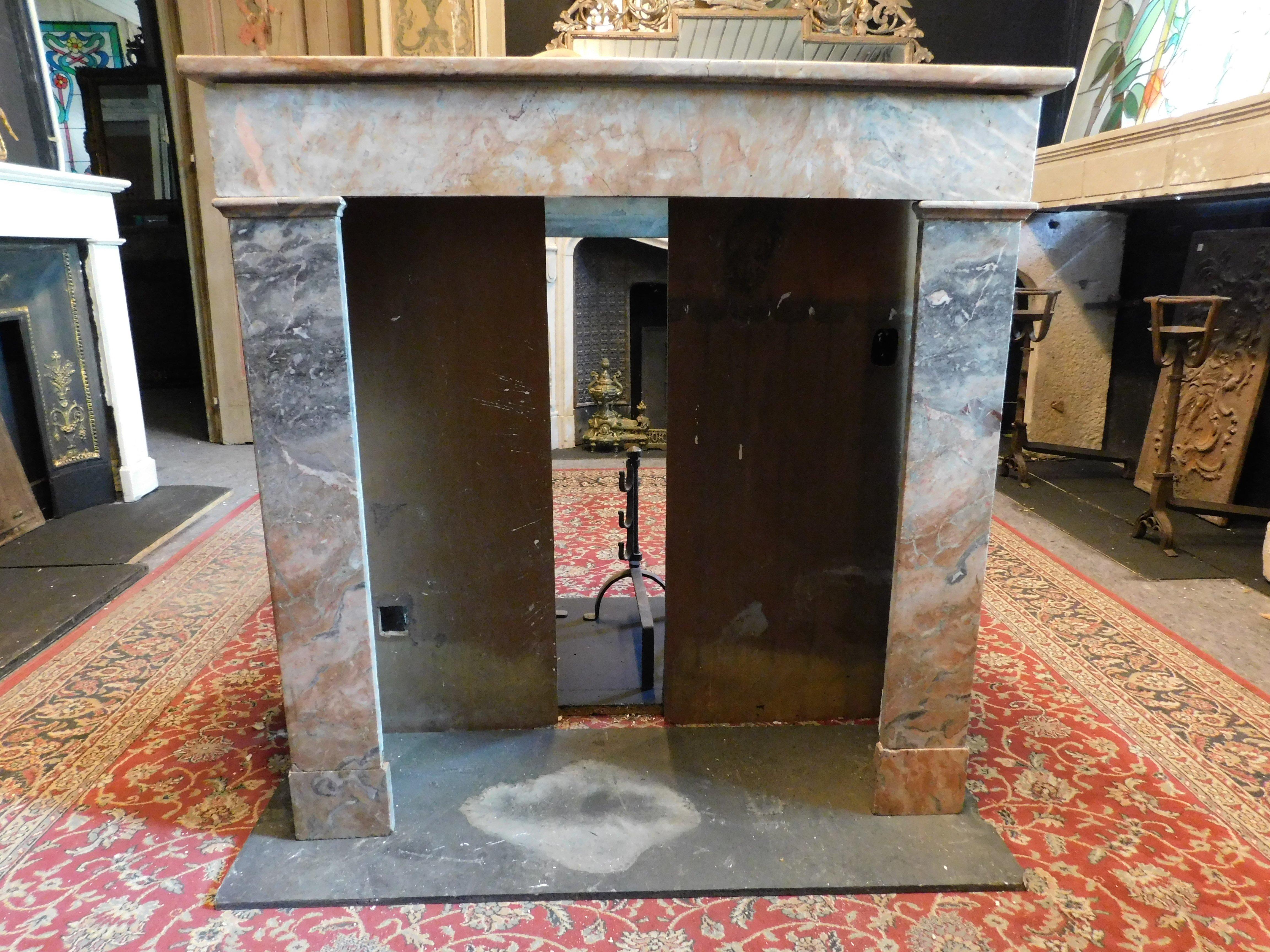 Marble Fireplace mantle in gray and pink marble 