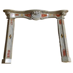 Fireplace Mantle in Inlaid Carved Multicolor Marble, Italy 18th Century