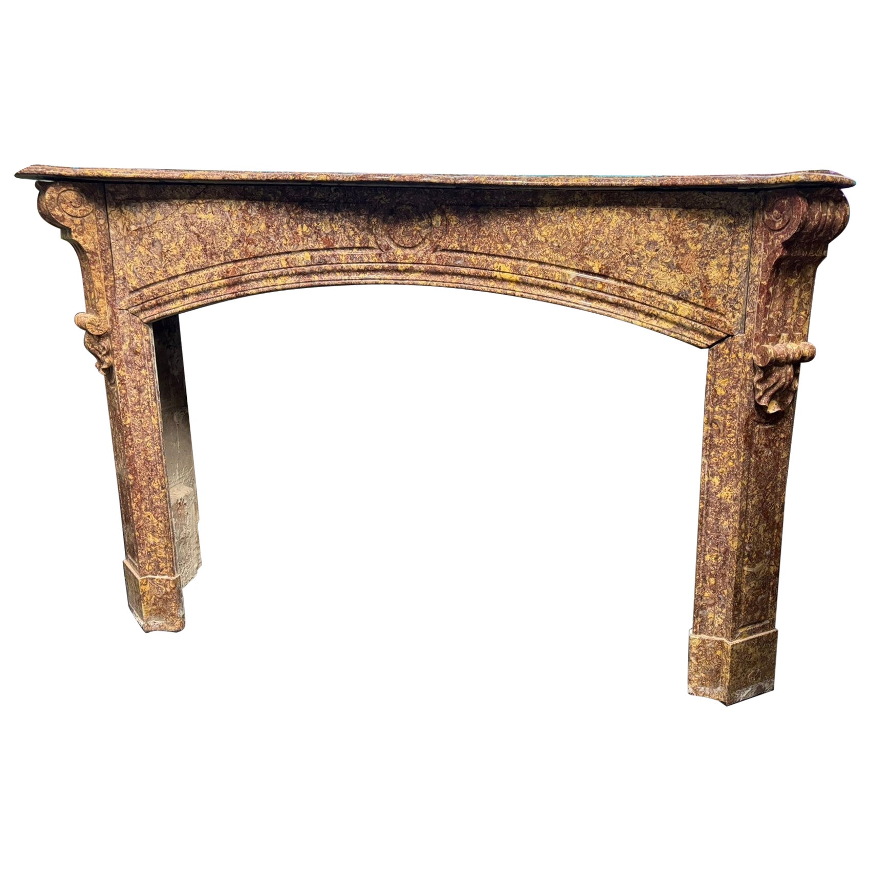 Fireplace mantle in red marble breccia pernice, Italy