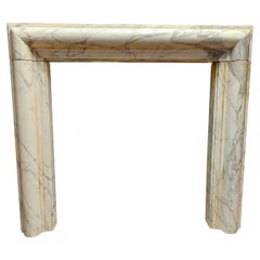 Fireplace Mantle in White Carrara Marble, Salvator Rosa Style, Early 
900 Italy