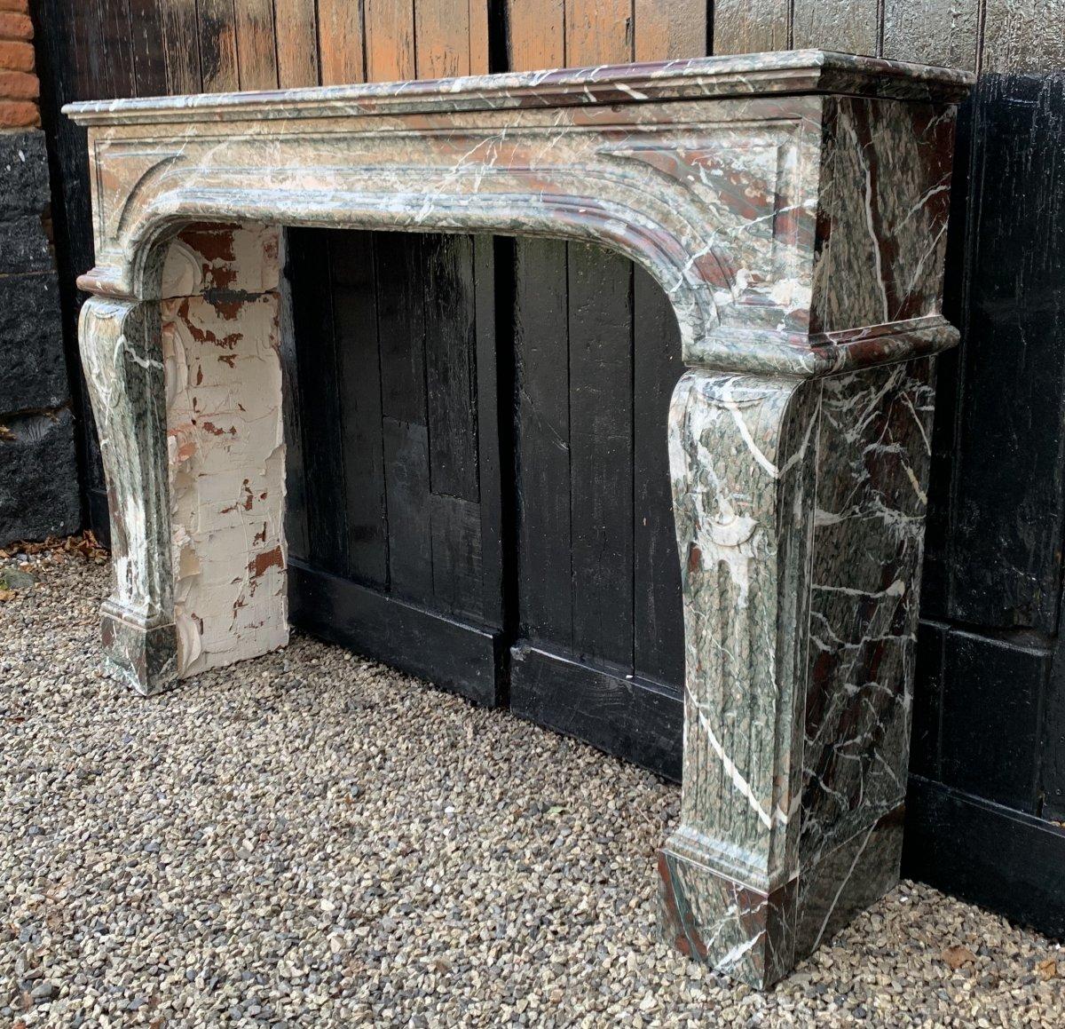 Fireplace Marble Campan Grand Mélange Louis XIV Style For Sale 4