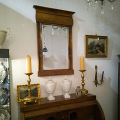 Fireplace Mirror circa 1840 Walnut Burl Wood Shellac Biedermeier / Regency