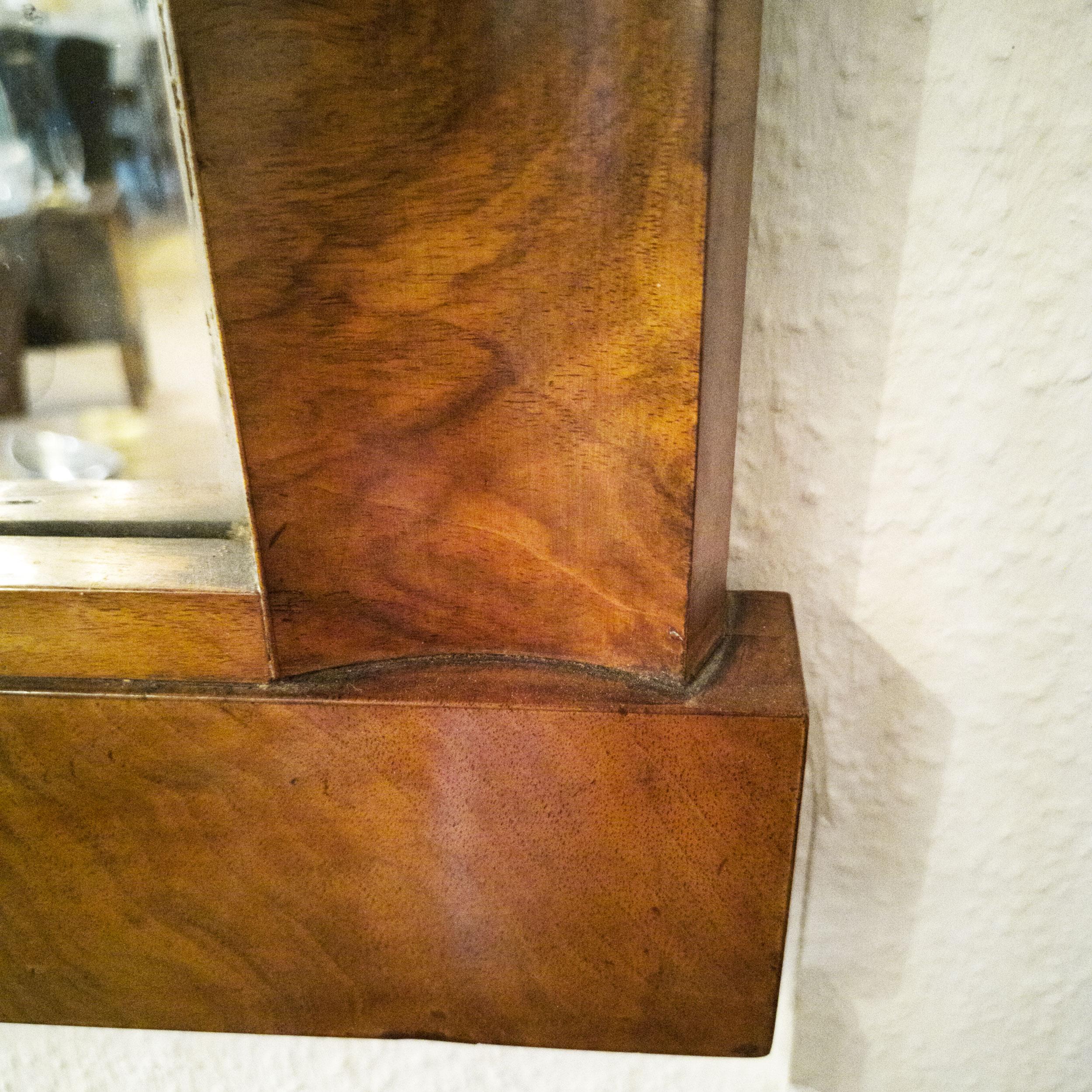 Fireplace Mirror circa 1840 Walnut Burl Wood Shellac Biedermeier / Regency For Sale 2