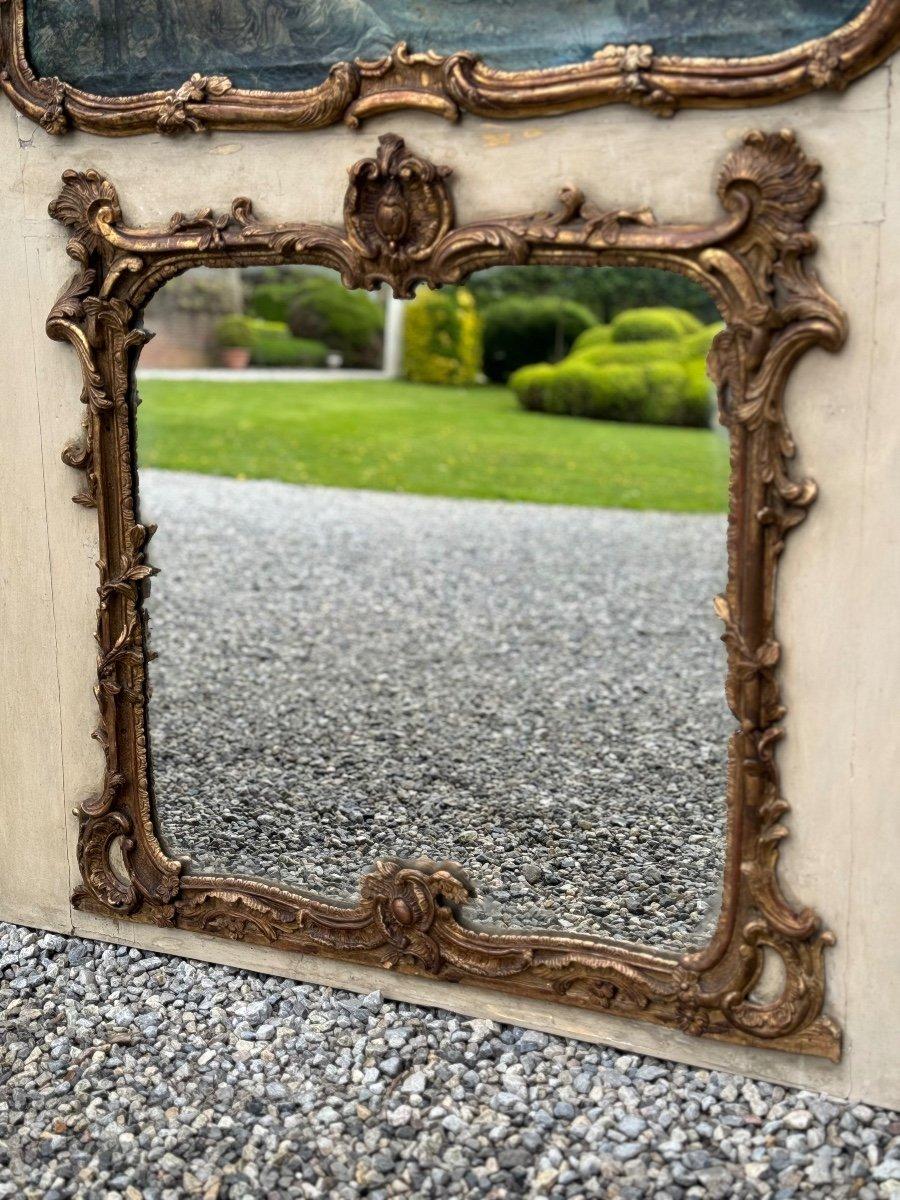 Fireplace Mirror Or Trumeau, Oil On Canvas And Gilded Wood, 18th Century For Sale 6
