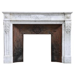Fireplace of Arabescato Marble from the 19th Century in Style of Louis XVI