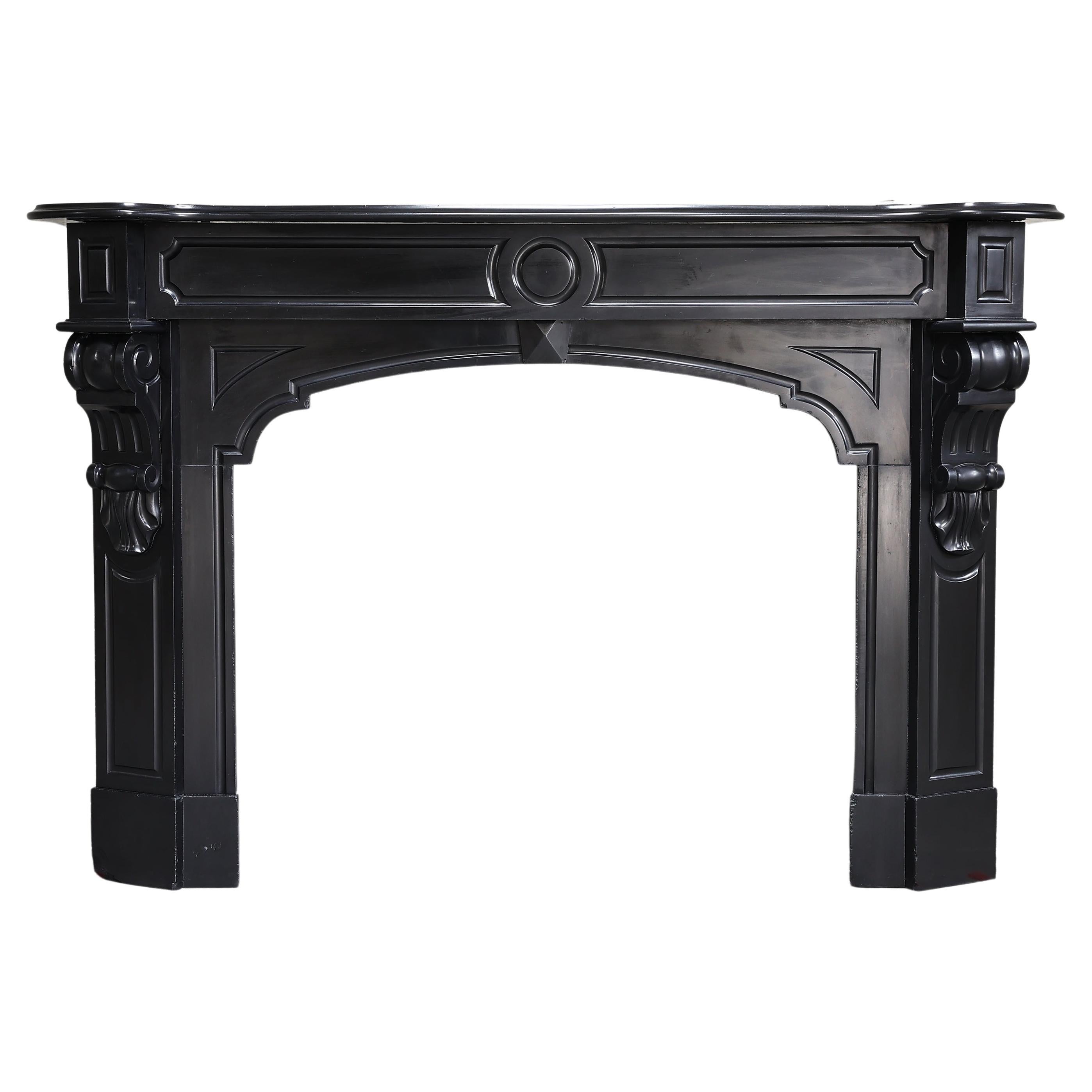 Fireplace of Noir De Mazy Marble from the 19th Century in XIV Style