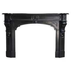 Antique Fireplace of Noir De Mazy Marble from the 19th Century in XIV Style