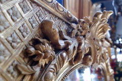 Fireplace Parclose Mirror, Louis XV Style, Gilded and Carved Wood, France