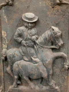 Fireplace Plate with Picador, Bullfighting, Cast Iron, Spain, 20th Century
