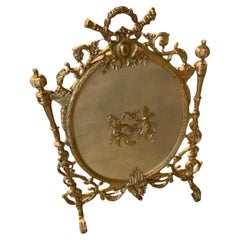 Paravento per caminetto, stile Luigi XVI, bronzo dorato, 19° sec.