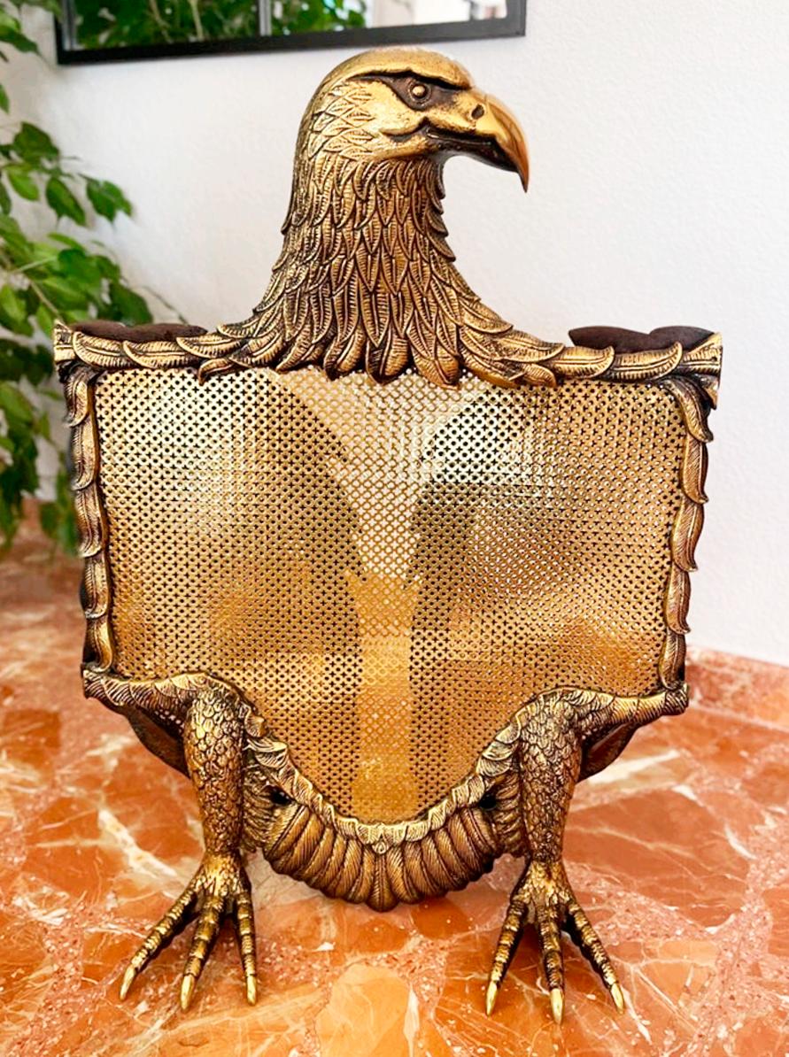 Fireplace  Screen Bronze or Brass Eagle-Sparks, Spain, Early 20th Century In Excellent Condition In Mombuey, Zamora