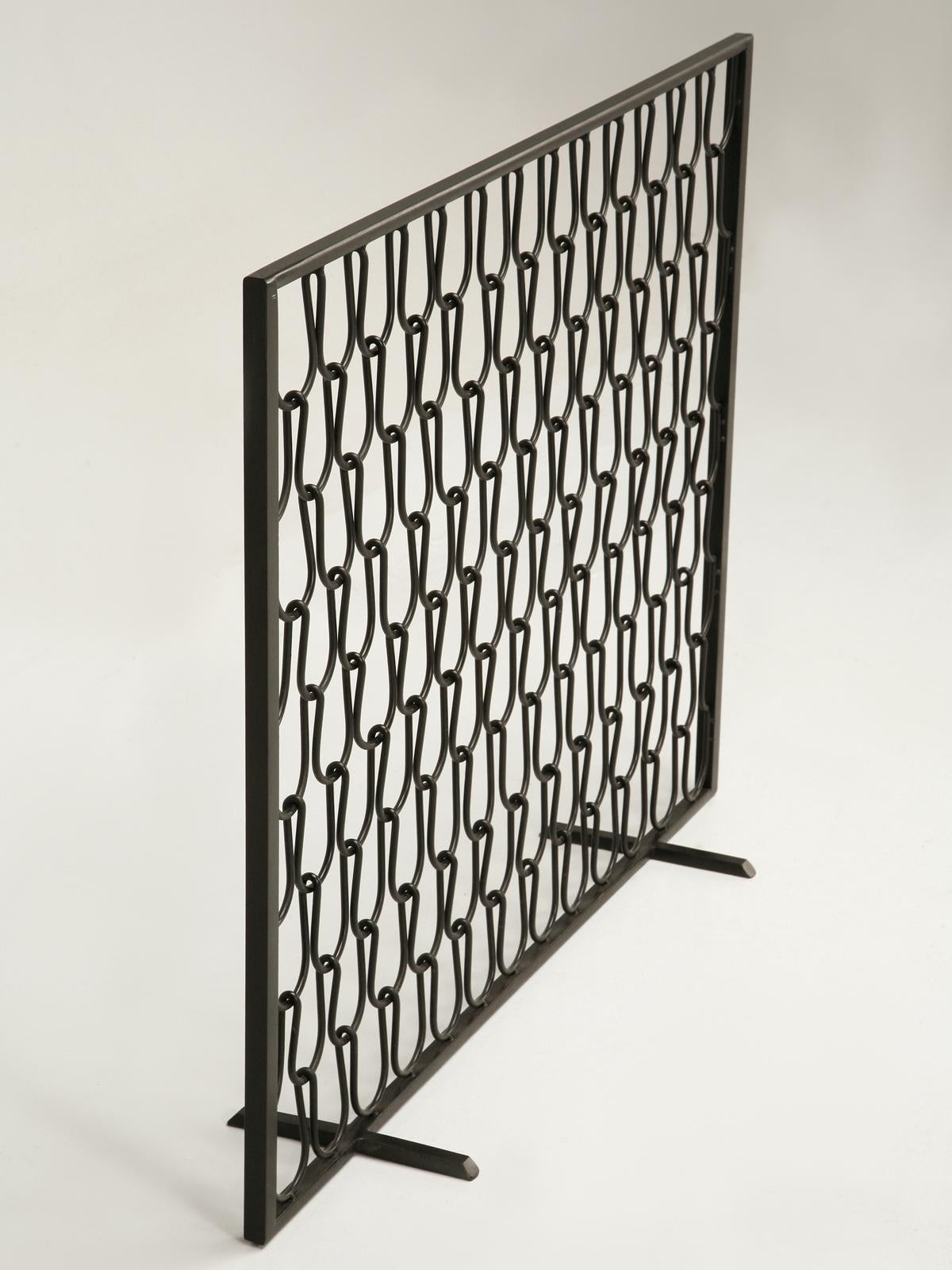 Mid-Century Modern Fireplace Screen Hand-Made in Chicago and Available Any Dimension, Most Finishes For Sale
