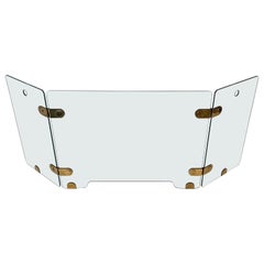 Fireplace Screen with Three Glass Panels and Brass. Circa 1970