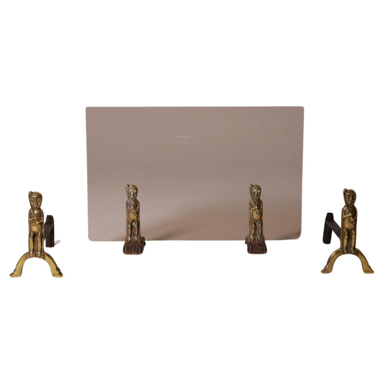 Fireplace set by Anton Prinner For Sale