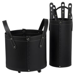 Modern Italian Regenerated Leather Fireplace Set TOCAD by Limac Design