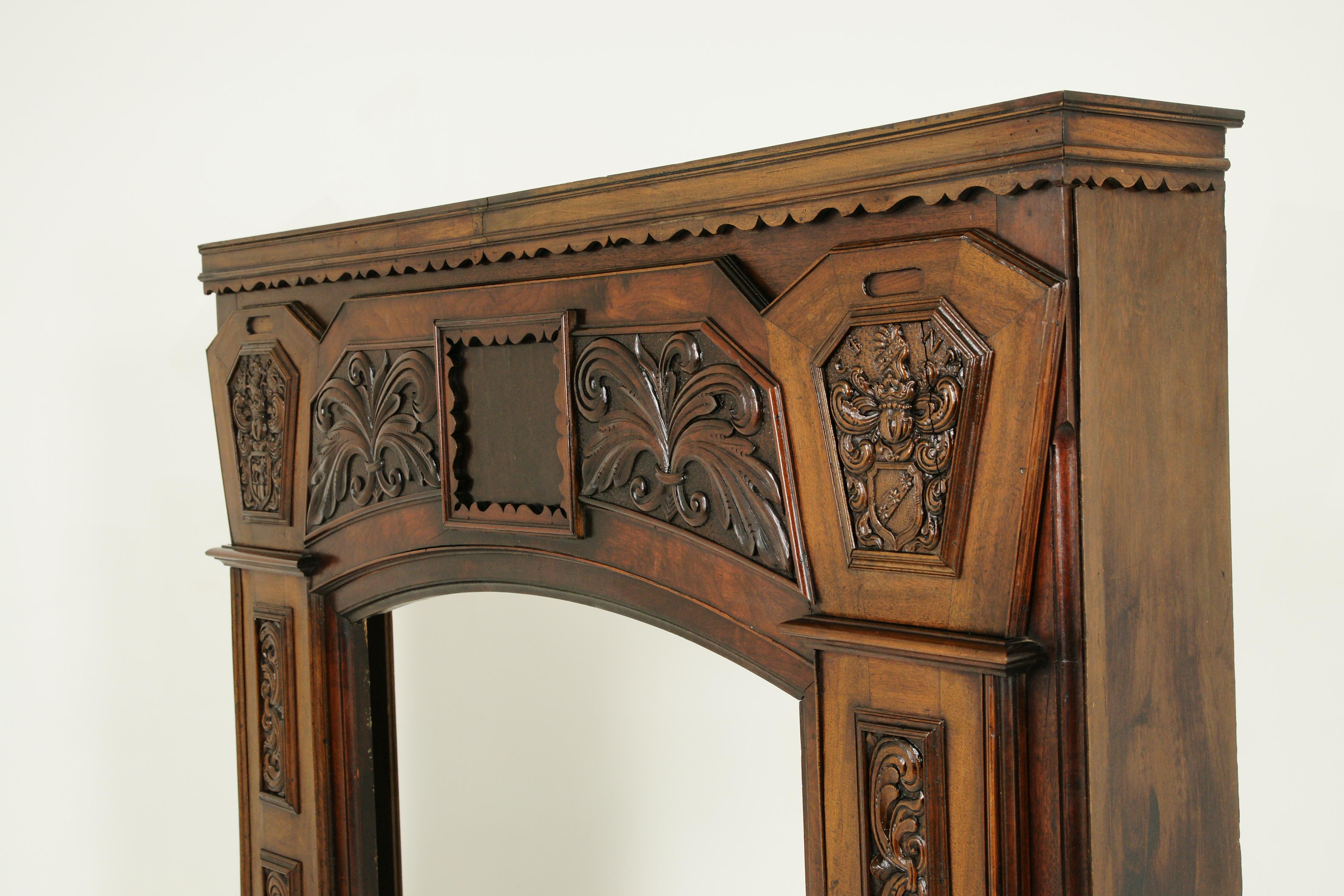 Late 19th Century Fireplace Surround, Fireplace Mantle, Carved Walnut Mantle, Scotland 1920