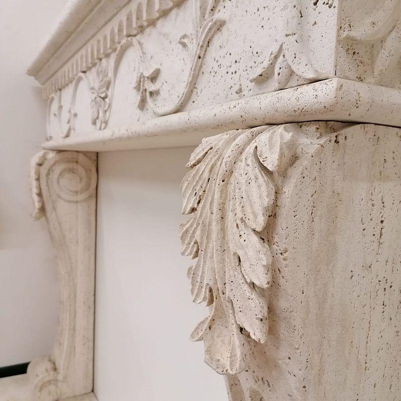 Ascolano Travertine Fireplace Surround
The subtly molded scrolled uprights supported by the finely mantel carved with a detailed floral pattern in the classical taste
59