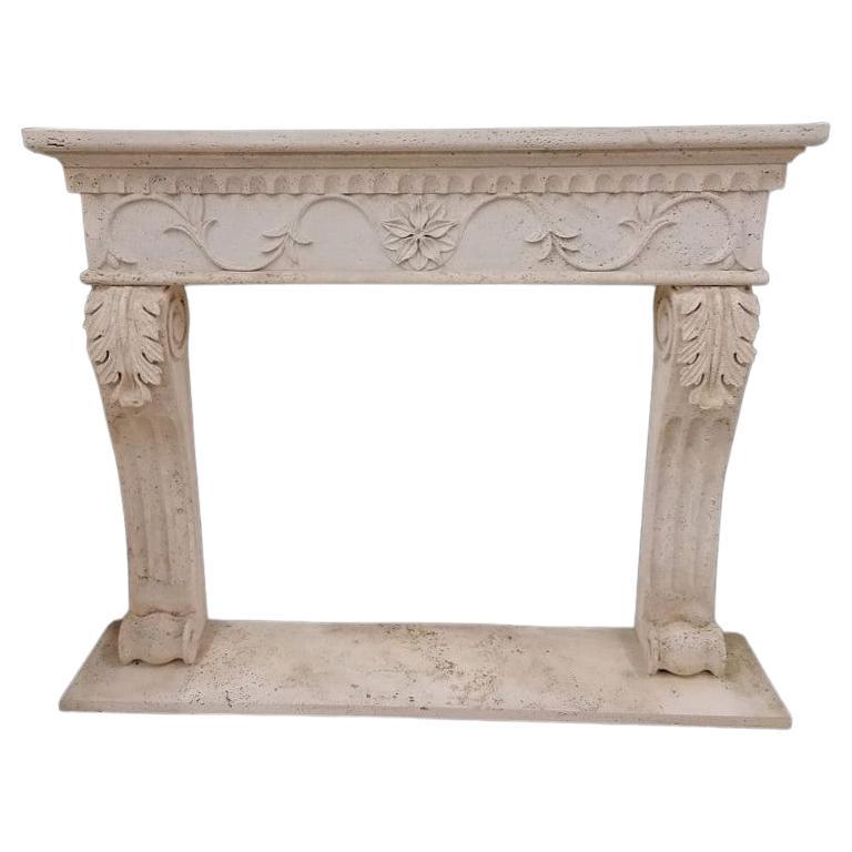 Fireplace surround in Ascolano Travertine For Sale