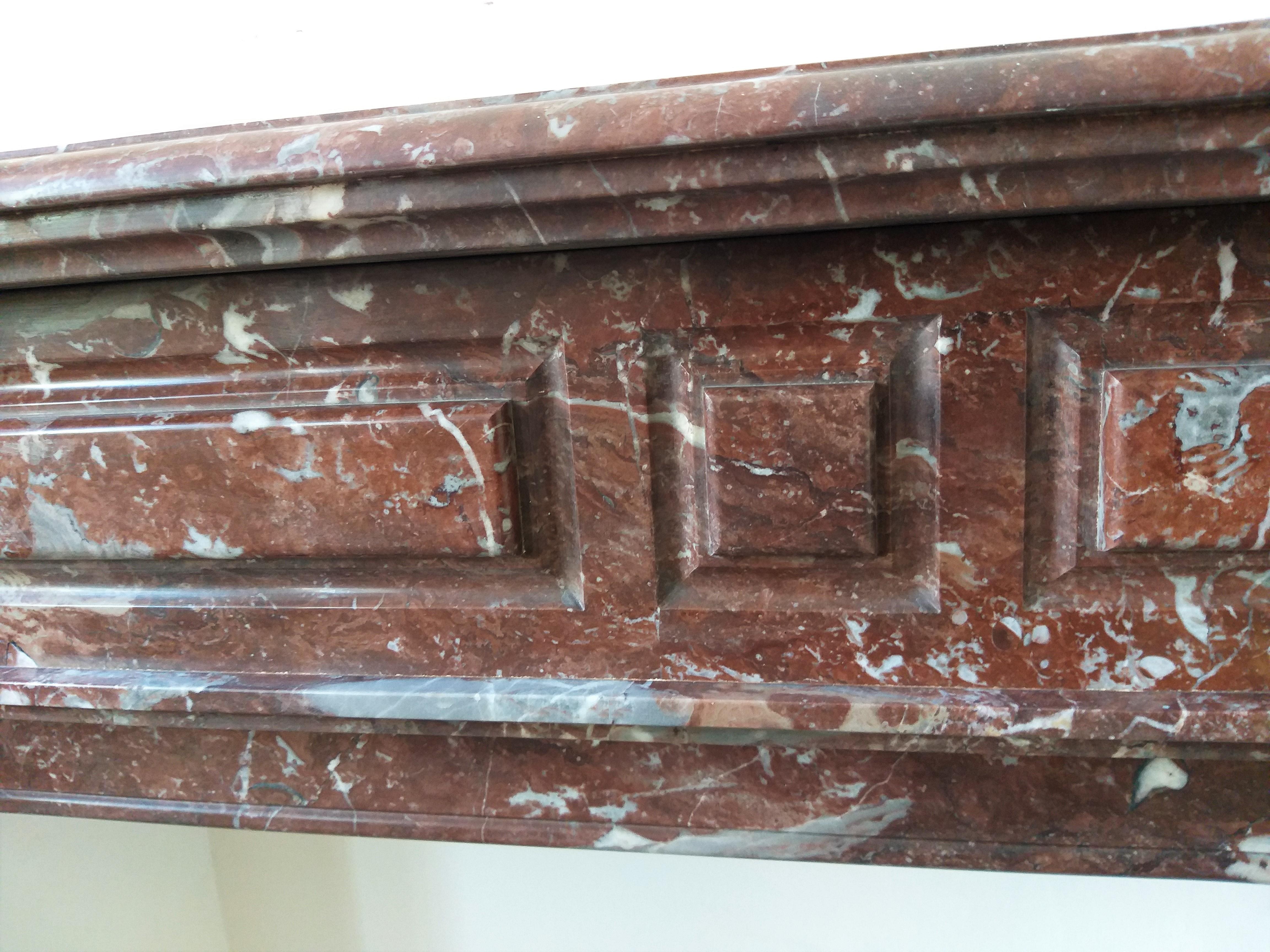 19th Century Fireplace-Surround in Belgian Rance Marble For Sale