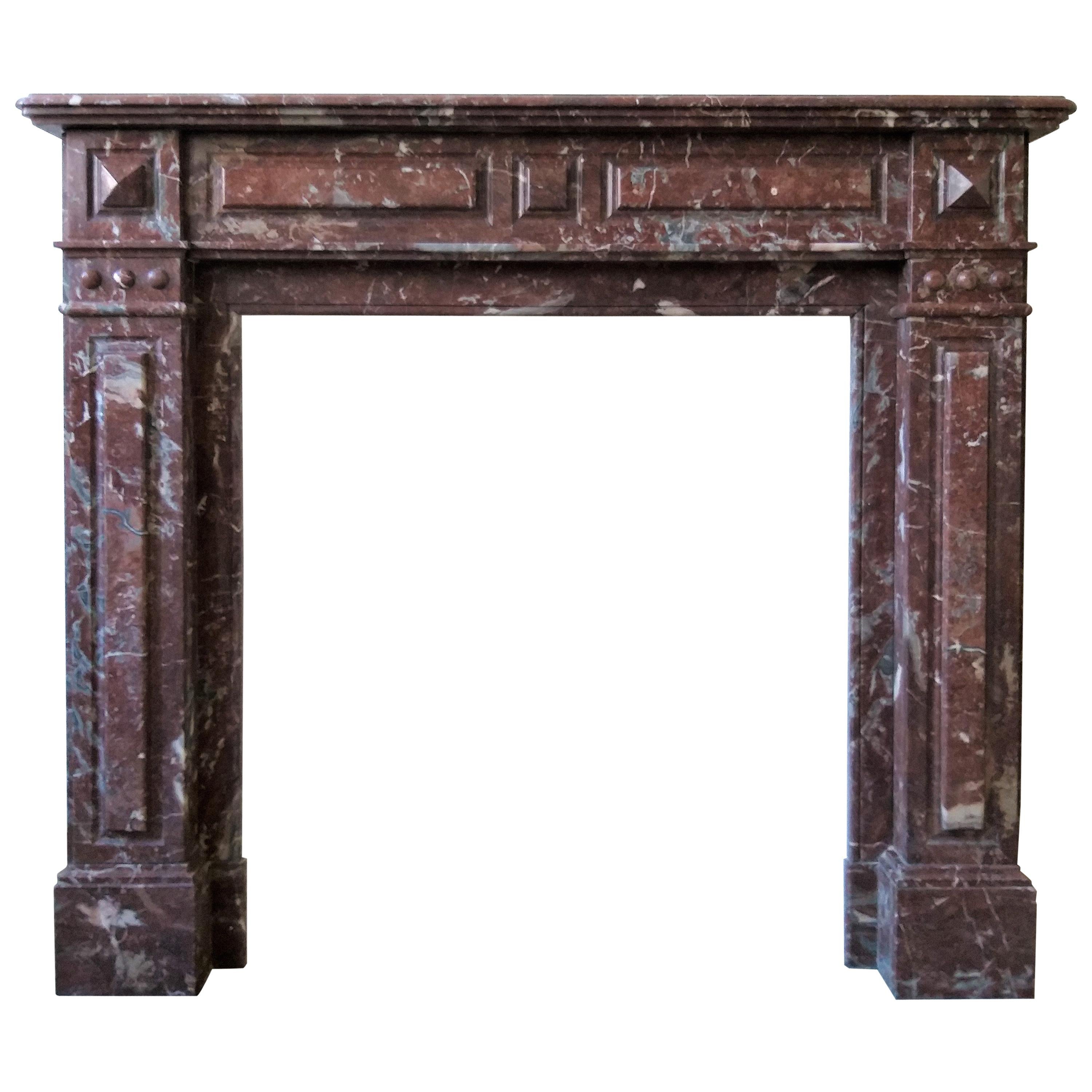 Fireplace-Surround in Belgian Rance Marble For Sale