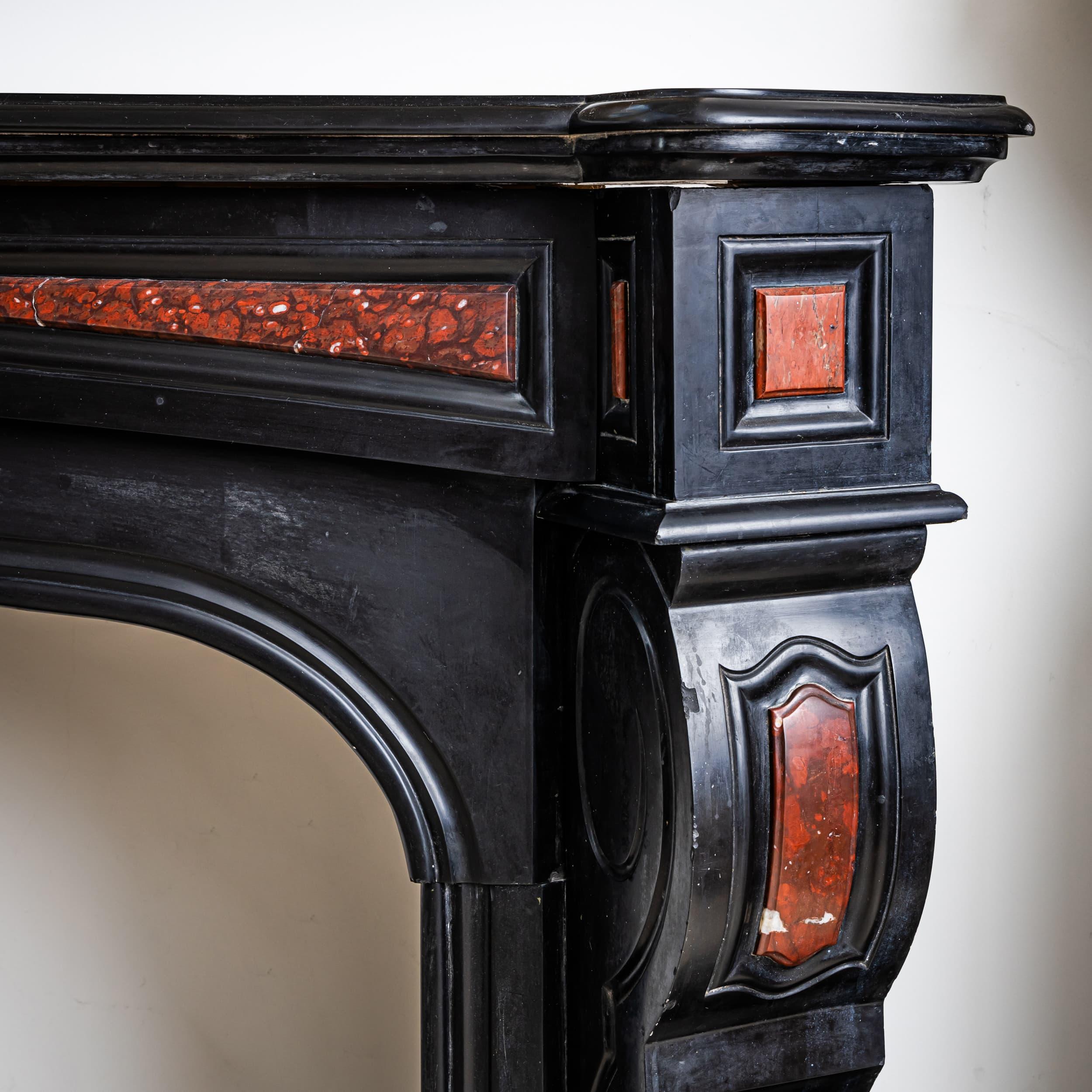 Victorian Fireplace Surround in Black Stone, France, 19th Century For Sale