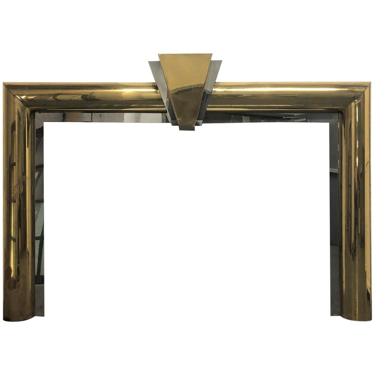 Fireplace Surround in Brass and Steel Style of Danny Alessandro For Sale