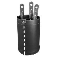 Modern Fireplace Tool Set BATLY by Limac Design - Regenerated Leather