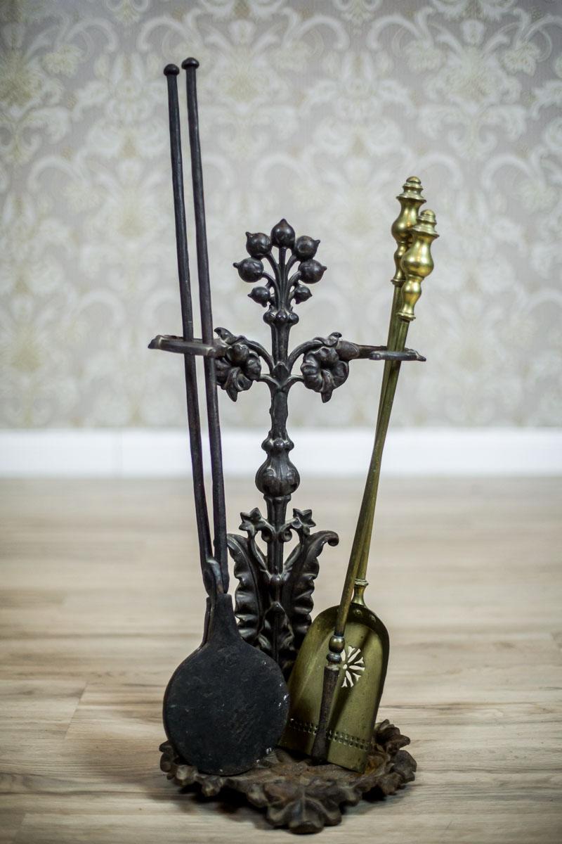 Fireplace Tools on a Holder, circa 1880 In Good Condition In Opole, PL