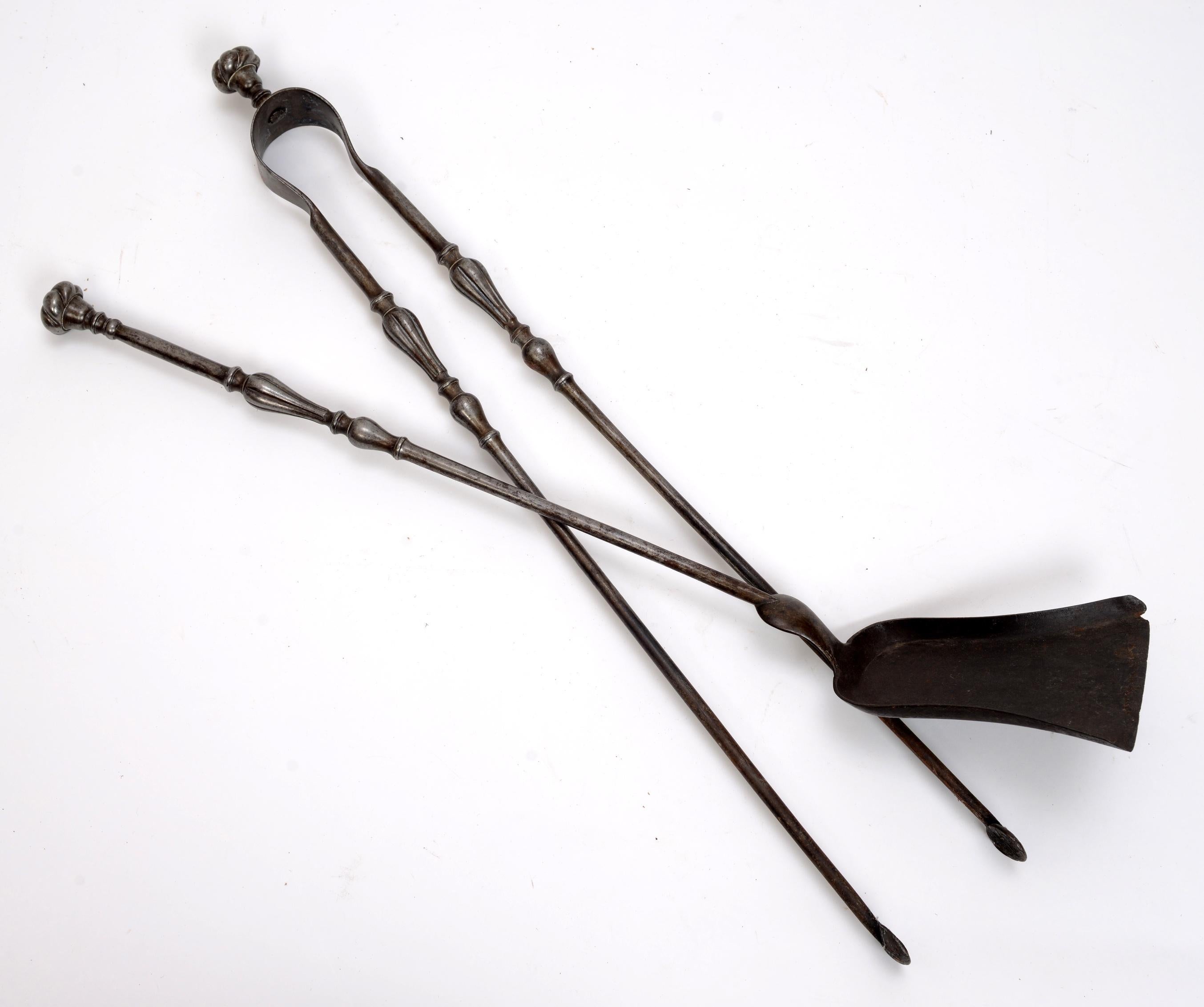 Fireplace Tools, Polished Steel, Late 18th-Early 19th Century For Sale 7