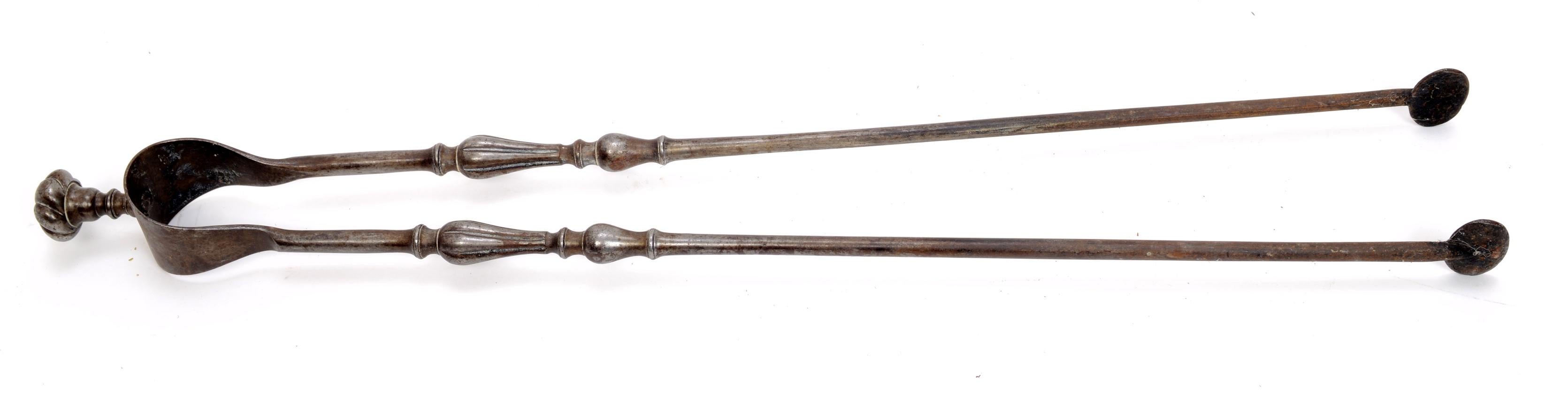 English Fireplace Tools, Polished Steel, Late 18th-Early 19th Century For Sale