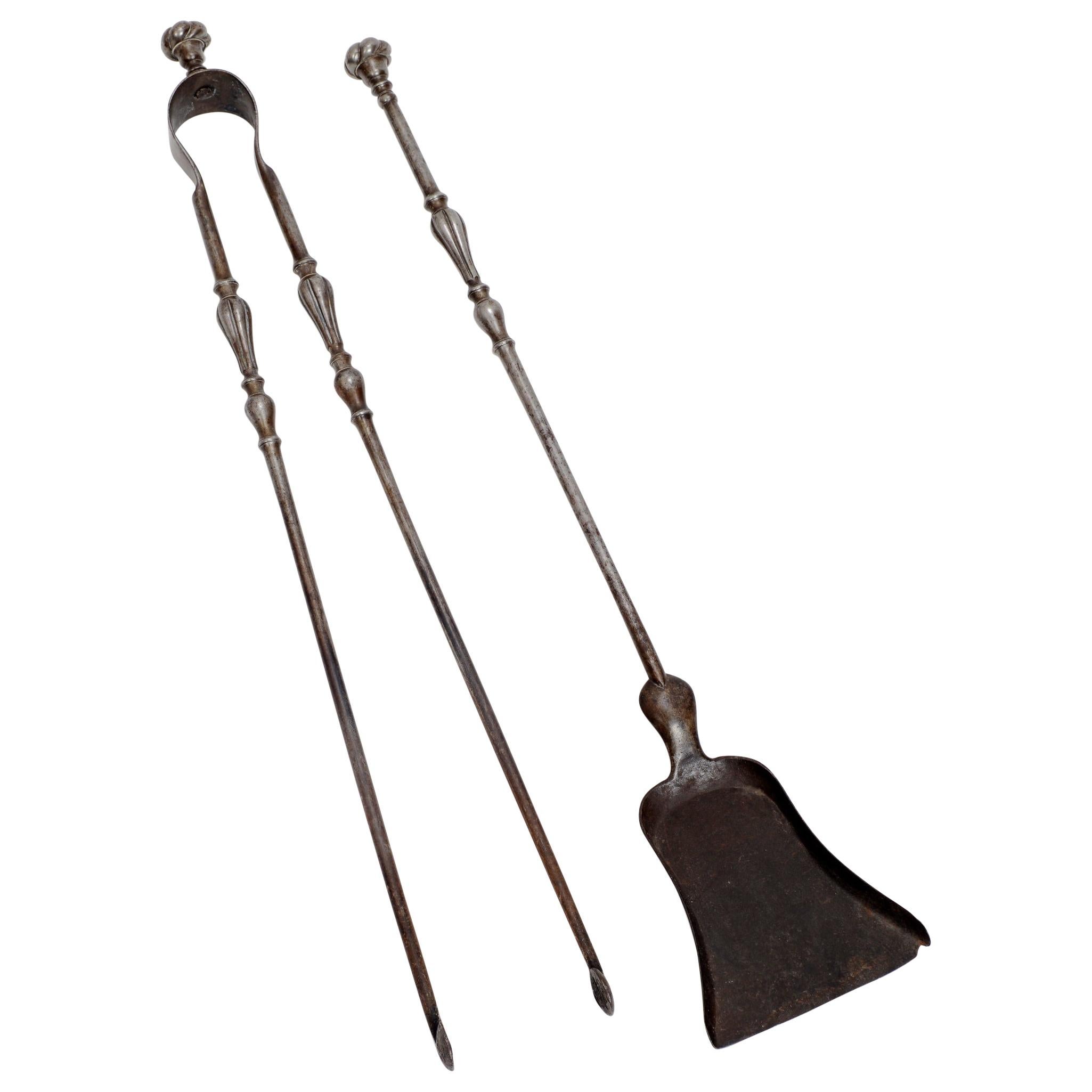 Fireplace Tools, Polished Steel, Late 18th-Early 19th Century