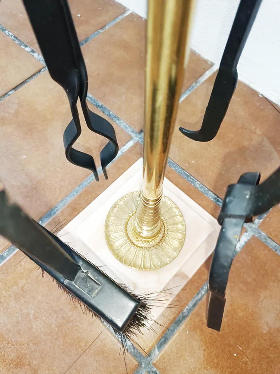 20ième siècle Outils pour cheminées  Aigle F Bronze Fer et  Marbre Espagne Midcentury en vente