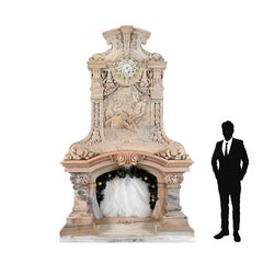 Fireplace with a Clock, "Candoglia" Marble of the Cathedral of Milan, 1895-1910