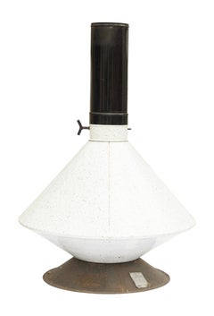 Fireplace freestanding Aztec White w/black flecks, burn gas or wood, circa 1970s